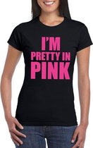 I am pretty in pink shirt zwart voor dames XS