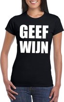 Geef Wijn dames shirt zwart - Dames feest t-shirts XS