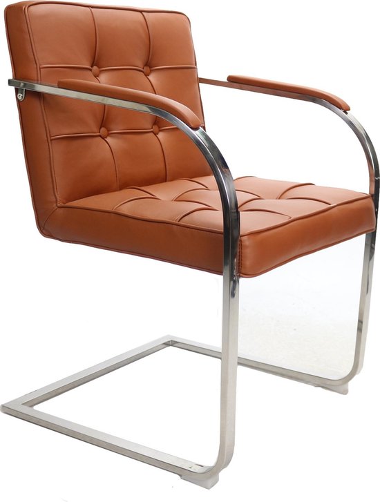 Grammatica smeren Jumping jack Moderne Bauhaus 9 vaks design stoel cognac | bol.com