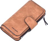 ZILOU® Vintage Ladies Zipper Wallet - Portefeuille d'embrayage - Cuir artificiel - Marron