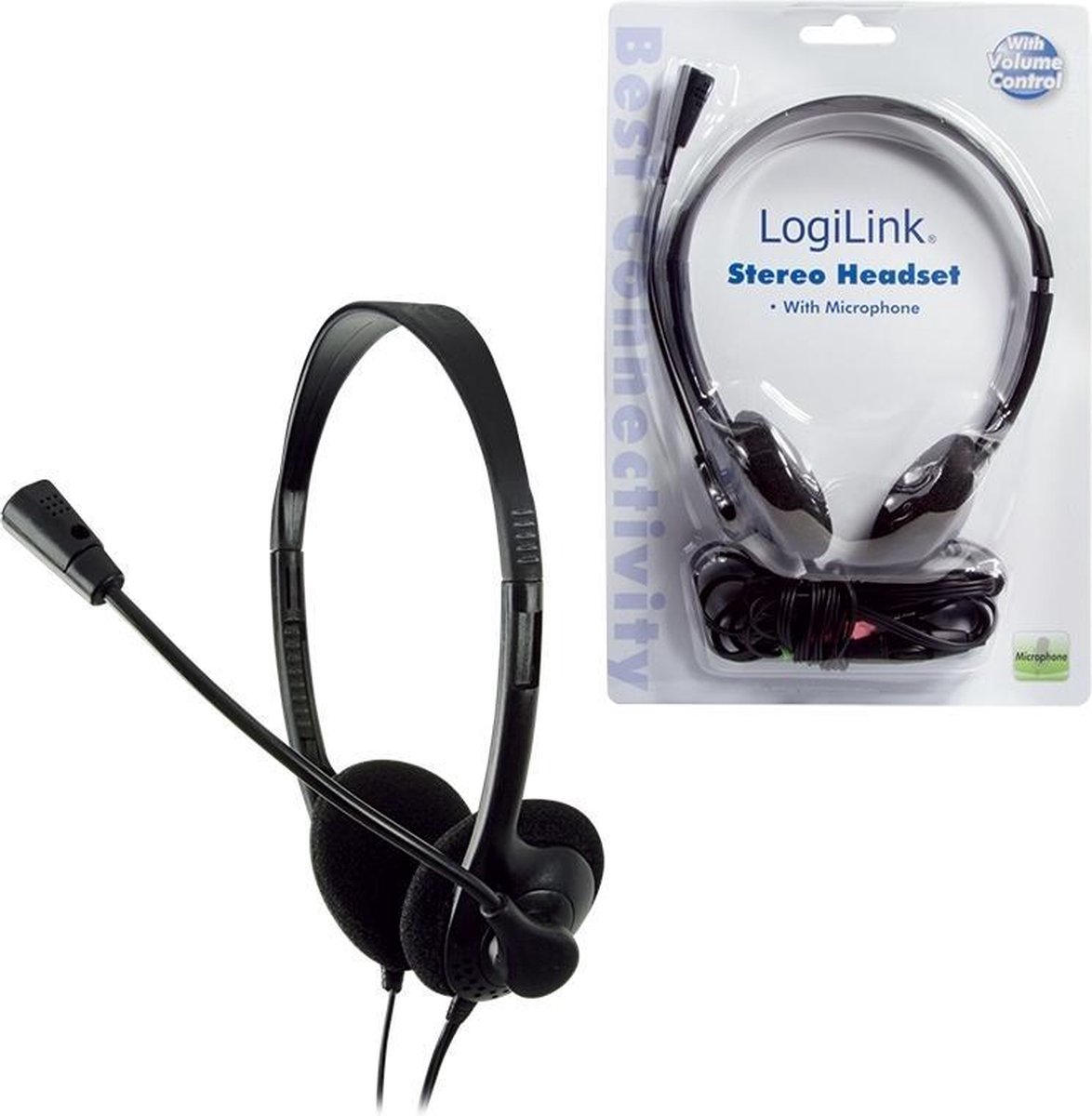 LogiLink Stereo Hoofdtelefoon met Microfoon Zwart (HS0002)
