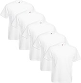 Fruit of the Loom 5x Grote maat Value Weight T-shirt Wit 4XL (XXXXL)