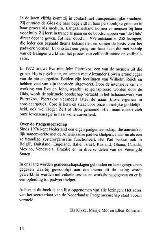 Inhoudsopgave met titels en paginanummers, waaronder 'Over de Padgemeenschap'.