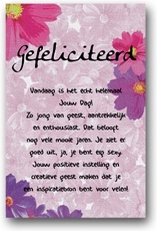 Foto: Canvas wenskaart schilderij kaart felicitatie kaart met tekst gefeliciteerd 1 stuk 11 x 17 cm