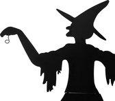 Europalms - Halloween - Decoratie - Versiering - Accesoires - Slhouette Metal Witch with Broom 140cm