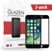 2-pack BMAX geschikt voor de Apple iPhone 7 Full Cover Glazen Screenprotector (Zwart) | Dekt het volledige scherm! | Beschermglas | Tempered Glass