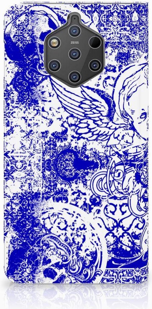 Standcase Hoesje voor Mobiel BookCase Nokia 9 PureView Angel Skull Blauw