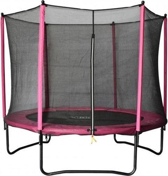 SPRING Trampoline 213 cm (7ft) met veiligheidsnet - Black Edition - roze  rand | bol.com