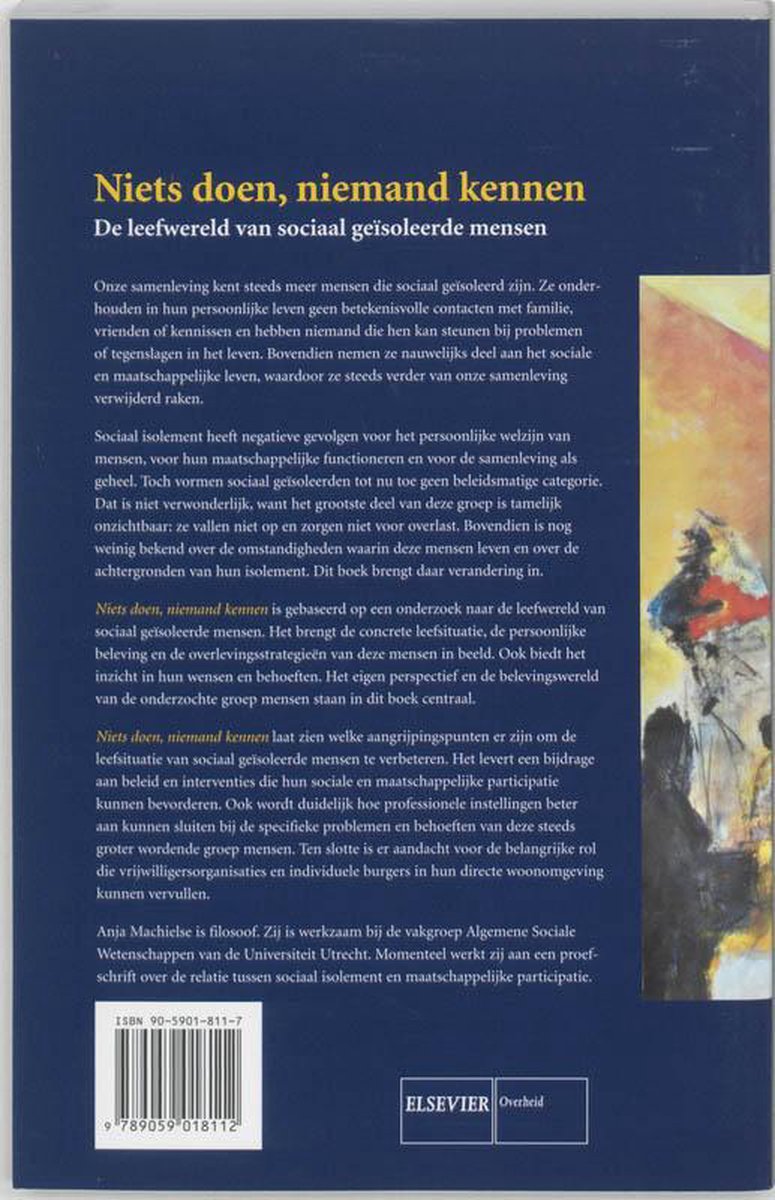 Niets Doen, Niemand Kennen - back cover