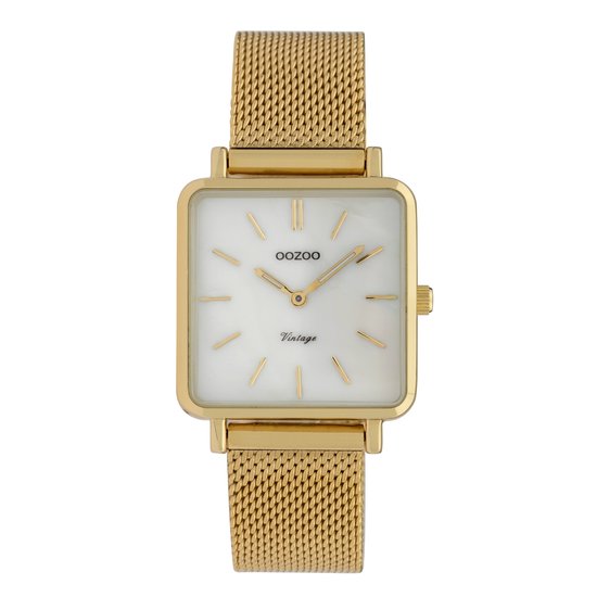 OOZOO Vintage series - goudkleurige horloge met goudkleurige metalen mesh armband - C9843 - Ø28