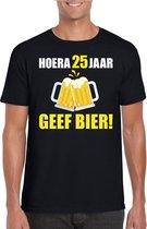 Hoera 25 jaar geef bier t-shirt zwart heren L
