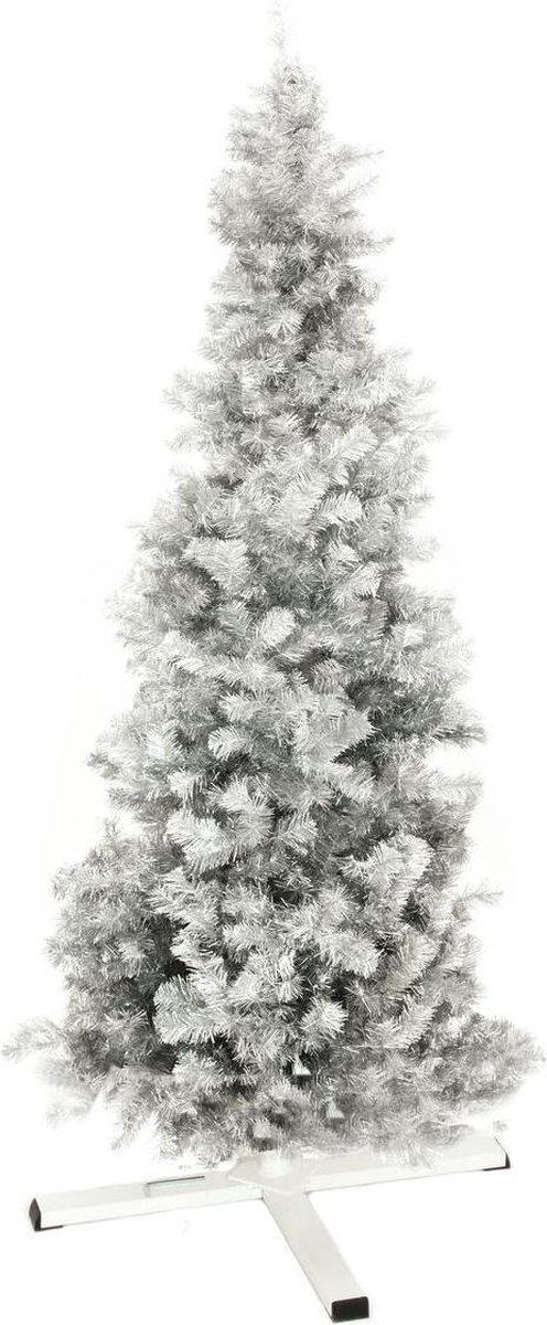Europalms Kerst - Kerstboom binnen - Kunststof - Kunstkerstboom - Zilver metallic - 180 cm
