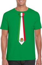 Groen t-shirt met Mexicaanse vlag stropdas heren - Mexico supporter S
