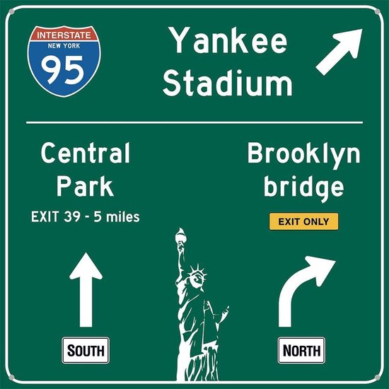 Signs-USA Verkeersbord - New York - Wandbord - Dibond - 74x74 cm