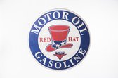 Signs-USA Red Hat - gasoline & motor oil - 70 cm rond - retro wandbord