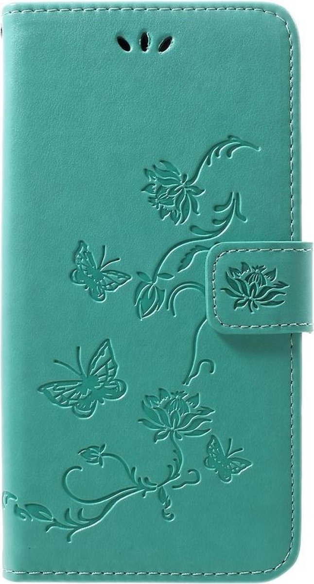 Bloemen & Vlinders Book Case - Geschikt voor Samsung Galaxy A50 / A30s Hoesje - Cyan