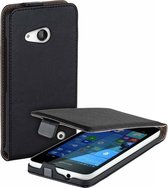 Lelycase Zwart Eco Leather voor de Microsoft Lumia 550 Flip case hoesje