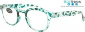 Icon Eyewear PFE312 +1.50 Blendin BlueShields Leesbril - Blauw licht filter lens - Transparant met turquoise print