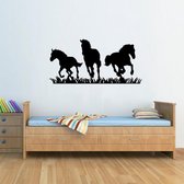 Muursticker - Paarden - 40x83 - Zwart