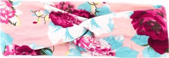 Haarband - Bandana - Elastisch - Bloemen - Roze