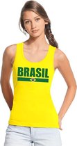 Geel Brazilie supporter singlet shirt/ tanktop dames S