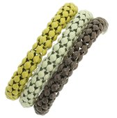 Snake armband 3 laags geel/groen/bruin