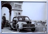 Renault 4CV Police Metalen wandbord 15 x 21 cm.