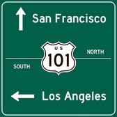 Signs-USA Verkeersbord - San Francisco + Los Angeles - Wandbord - Dibond - 74x74 cm