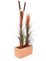Europalms kunstplant gras Reed grass with cattails, light-brown, 152cm