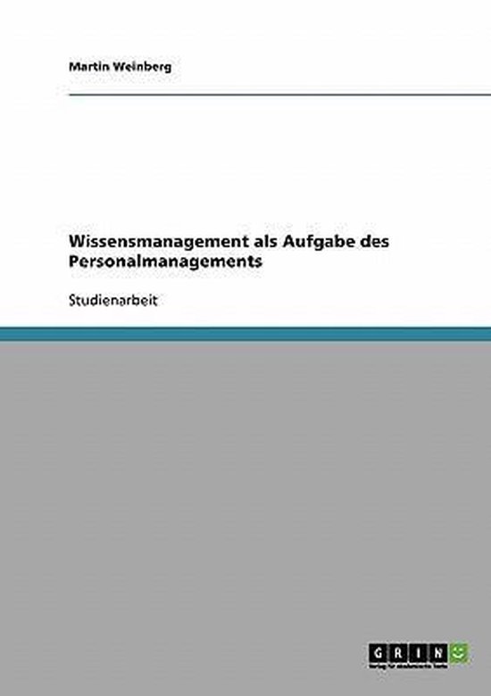 Wissensmanagement als Aufgabe des Personalmanagements - cover