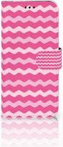 Geschikt voor Samsung Galaxy J5 2017 Uniek Wallet Book Case Hoesje Waves Pink