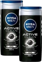 NIVEA MEN Active Clean Douchegel - 250ml - 2 stuks