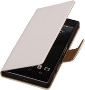 Sony Xperia Z1 Compact - Effen Wit Booktype Wallet Hoesje