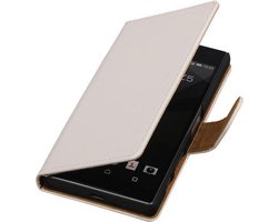 Sony Xperia Z1 Compact - Effen Wit Booktype Wallet Hoesje
