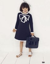 Meisjes jurk blauw biokatoen