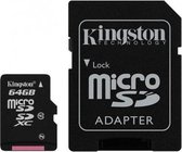 Kingston Technology microSDXC 64GB flashgeheugen Klasse 10 Flash + Adapter