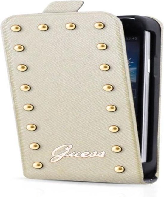 Guess Samsung Galaxy S4 Studded Collection Flip Case - cr�me | bol.com