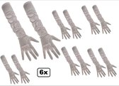 6x Paar Handschoenen zilver/grijs 48 cm
