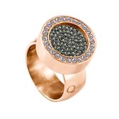 Quiges RVS Schroefsysteem Ring met Zirkonia Rosékleurig Glans 17mm met Verwisselbare Zirkonia Olijfgroen 12mm Mini Munt