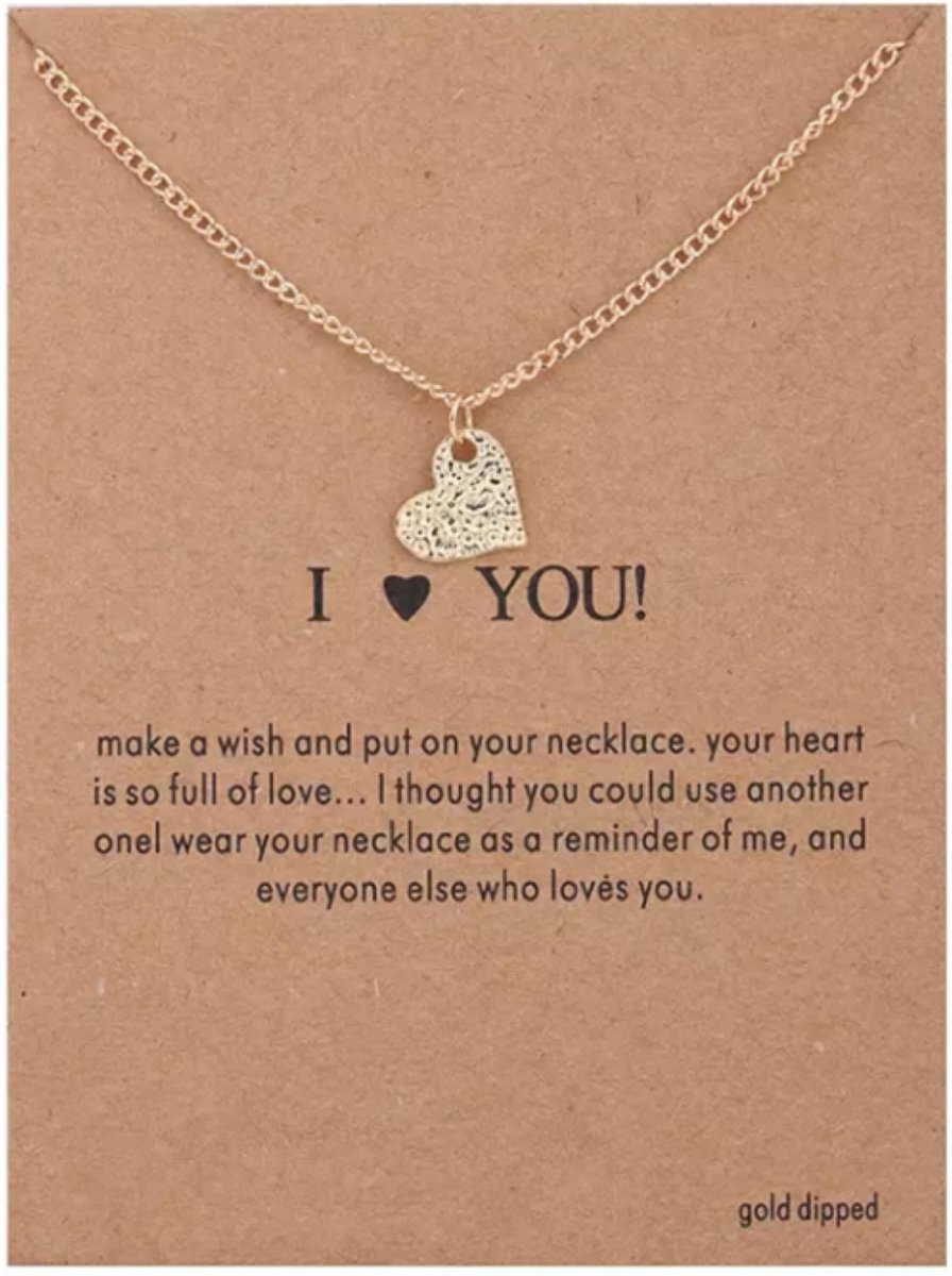 Wenskaart Life is magical - met vergulde ketting hart - wenskaart positiviteit‎‎ - I love You