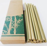 Bamboe Rietjes - 10 stuks - Inclusief schoonmaakborstel