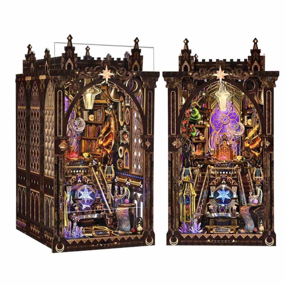 Meedeer DIY Book Nook Kit-Magisch thema rond de twaalf sterrenbeelden-houten modelbouw-DIY miniatuur poppen huis-met LED-licht-doe-het-zelf houten poppenhuis kit-puzzel huis model bouwsets