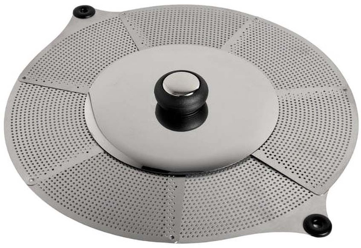 Verstelbare Spat/ Afgiet deksel - Roestvrijstaal - Voor Pannen van 22 tot 32 cm - 26,1 x 21,3 x 3,7 cm (GEN205)