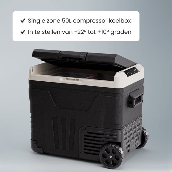 Auronic Compressor Koelbox Elektrisch 12V en 240 volt - Camping Koelkast - 50L - Met Wielen en Hendel - Frigobox - Zwart van Merkloos — afbeelding 3