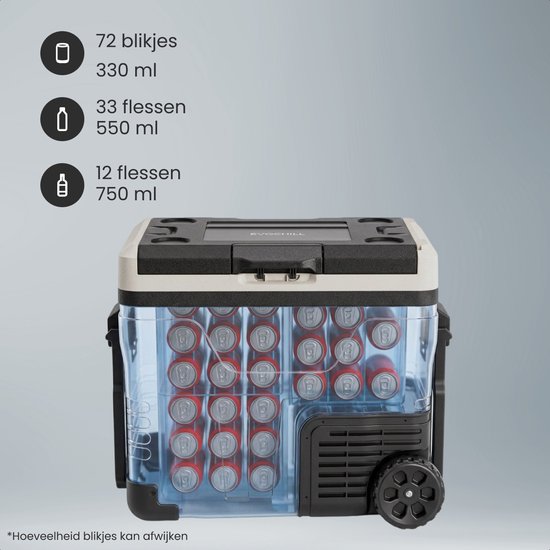 Auronic Compressor Koelbox Elektrisch 12V en 240 volt - Camping Koelkast - 50L - Met Wielen en Hendel - Frigobox - Zwart van Merkloos — afbeelding 5