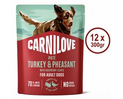 Carnilove Dog Pouch Paté Turkey & Pheasant with Raspberry Leaves 12 x 300 g
