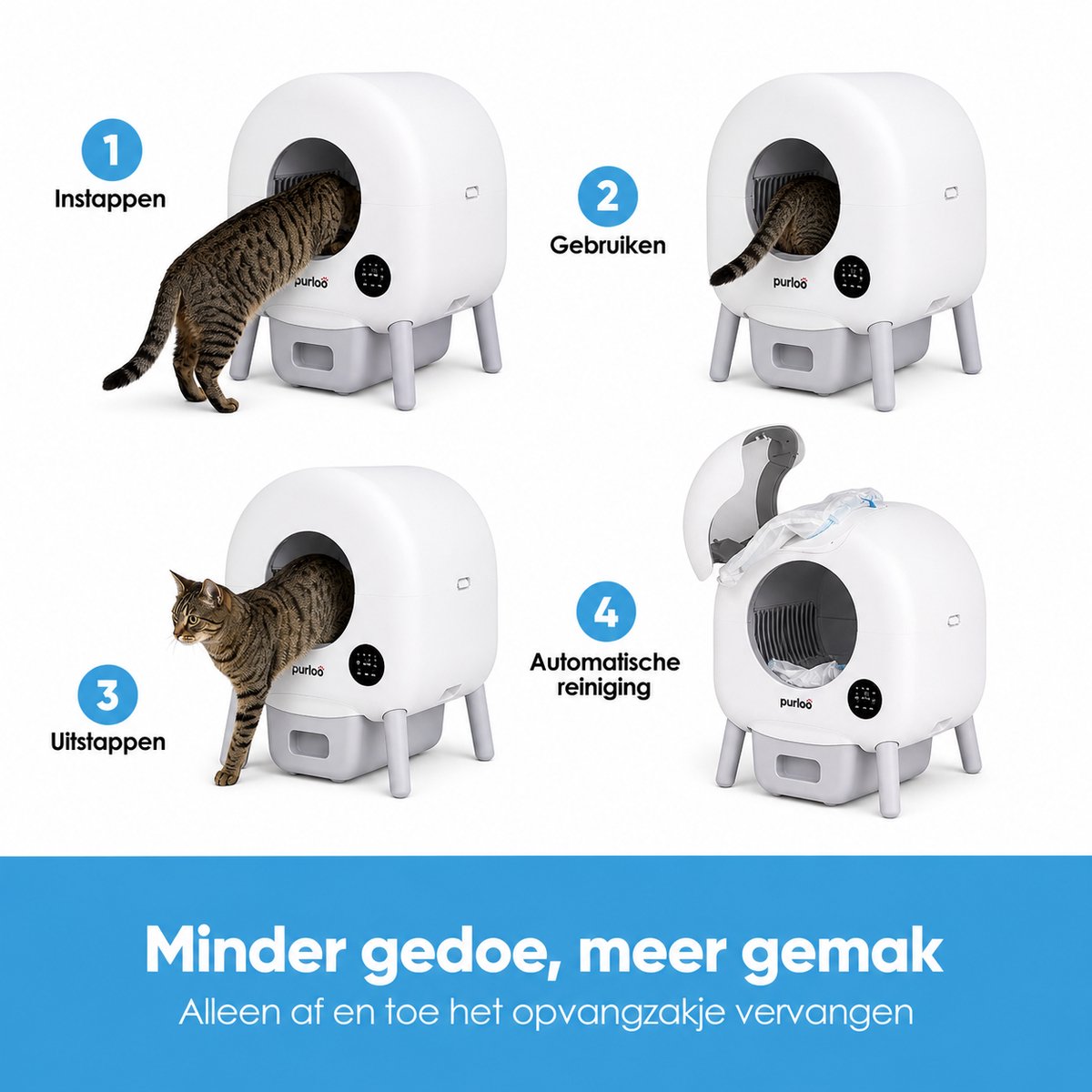 Purloo Automatische Kattenbak 65L XXL - Zelfreinigend + App thumbnail 6