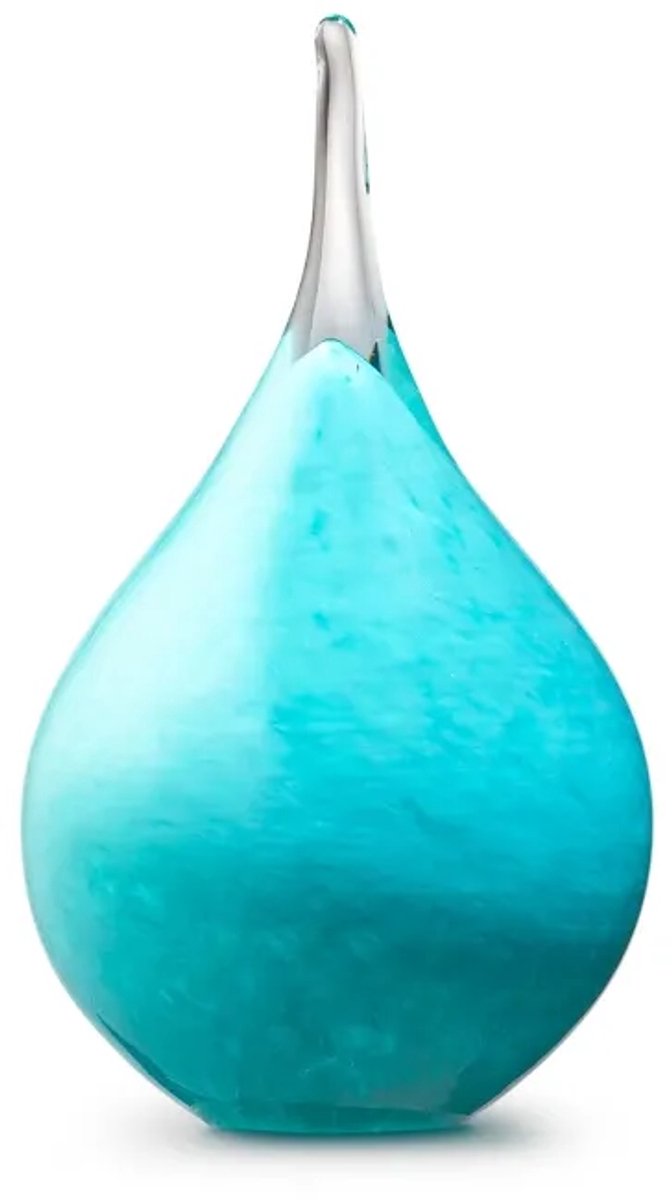 Druppel small turquoise,glazen mini urn,geschikt voor 50 ml as