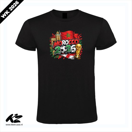 WK 2026 - Marokko - Unisex T-Shirt - S - Zwart