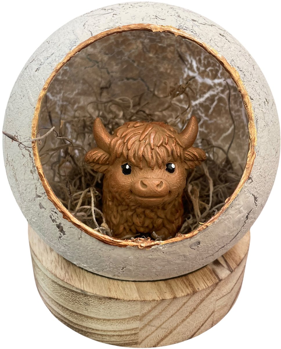 Decoratieve Glazen Bol met Bulletje Bruin Koper – Handgemaakt Kunstobject – 14 cm – Riek van de Bor
